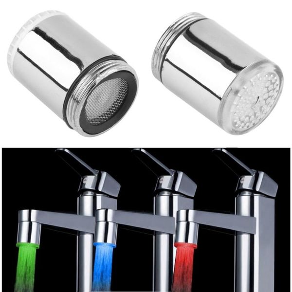 Mutfak muslukları LED musluk sıcaklık sensörü açık su musluk kafaları rgb parlama duş akışı banyo 3 renk değişikliği damla gemisi