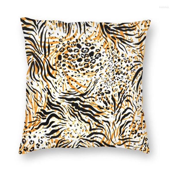 Travesseiro animal leopardo tampa de textura de textura tribal capa de piso quadrado para sofá travesseiro personalizado decoração de casa