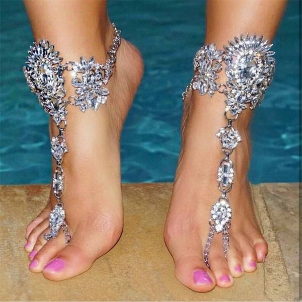 Tornozeleiras miwens moda moda tornozeleiras pulseiras descalça sandálias de praia jóias de torta sexy verão feminino boho cristal tornozela 230306