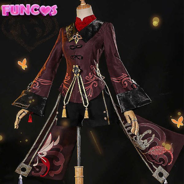 Costumi anime Genshin Impact Hutao Cosplay Vieni Parrucca Cappello Anelli Abito Pantaloncini Bracciale Unghie Calzini Accessori 77th Director Gioco Capelli lunghi Z0301