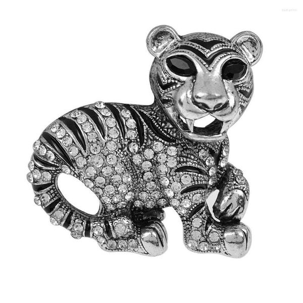 Broşlar Tiger Broş Pimleri Vintage Rhinestone Zodyak Hayvan Kadın ve Erkekler İçin Parti Takım Takı Hediyesi