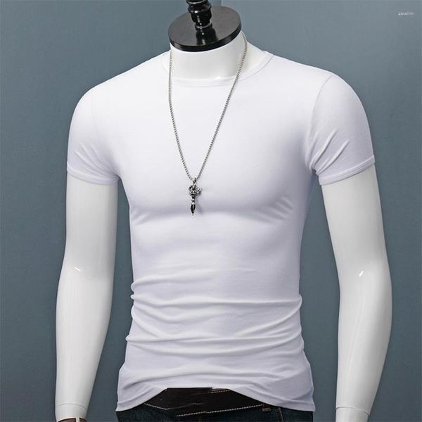 Erkekler Tişörtleri Bluz Mens T-Shirt Tutulabilen Mürettebat Boyun Gyb Gym Tee M-2xl Sade Sıradan Artı Boyut Kısa Kollu İnce Uygun Düz Renk
