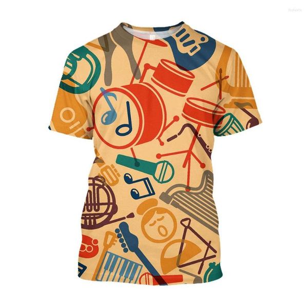 Мужские футболки Jumeast 3D Musical Note Music Printed Hip Hop T-shirts Palm Tree Graphic For Men Эстетическая капельная одежда Повседневная футболка