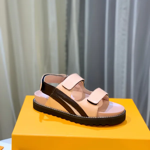 2023 neue Luxus-Sandalen Damen Slipper Herren Slides Ledersandale Damen Hook Loop Freizeitschuhe 35-42 mit schwarzer Box und Staubbeutel