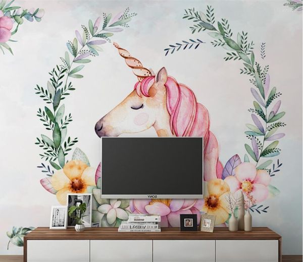 Papéis de parede CJSIR Custom nórdico moderno pequeno papel de parede de desenhos animados para crianças de decoração de quarto infantil TV Background Wall Painting adesivos