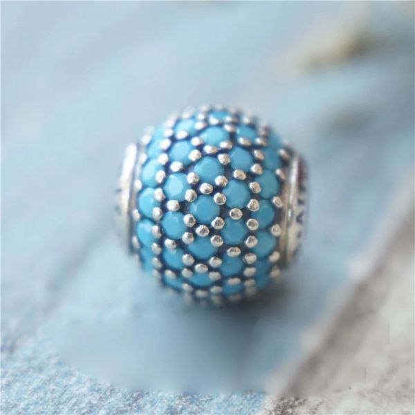 925 Sterling Silver Essence Wisdom Pave Turchese Bead Adatto solo gioielli europei Pandora Essence Style Charm Bracciali