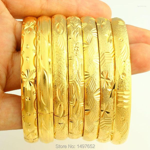 Bangle Arrival Wide 8MM Dubai Gold Bangles For Women Men18k Color Bracciali Gioielli africani / europei / Etiopia