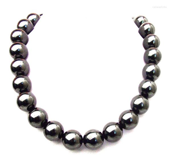 Подвесные ожерелья Qingmos 20 мм круглый натуральный черный гематит Магнитное ожерелье для женщин камень камни 18 дюймов в совокупности NEC6604
