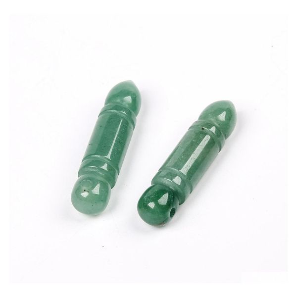 Anhänger Halsketten Natürliche Grüne Aventurin Jade Wenchang Stift Geschnitzte Weiße Kristall Bleistift Ornament Anhänger Für Männer Und Frauen Drop De Dhg15