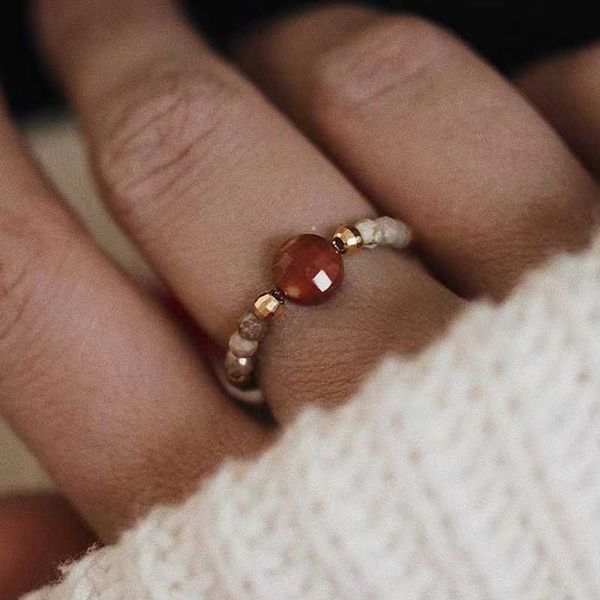 Anéis de banda boho jóias de pedra natural para mulheres anel de casamento festa feita à mão Tigereye Amethyst Malaquite Rings com aço inoxidável AA230306