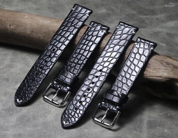 Assistir bandas design de tira fino macia e macia de 16 mm 19mm 20mm 20mm 21mm 22mm American Crocodile Leather Watch Band para