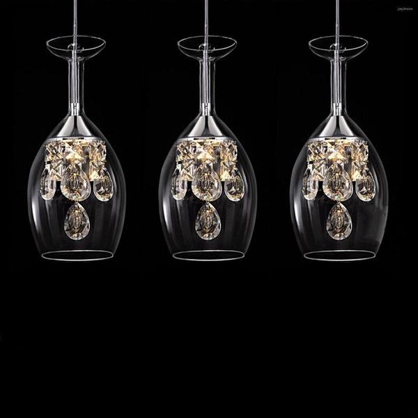 Pendelleuchten Moderne Mode Esszimmer K9 Kristall 5w LED Kronleuchter DIY Dekoration Wohnzimmer Klarglas Weinbecher Design Beleuchtung