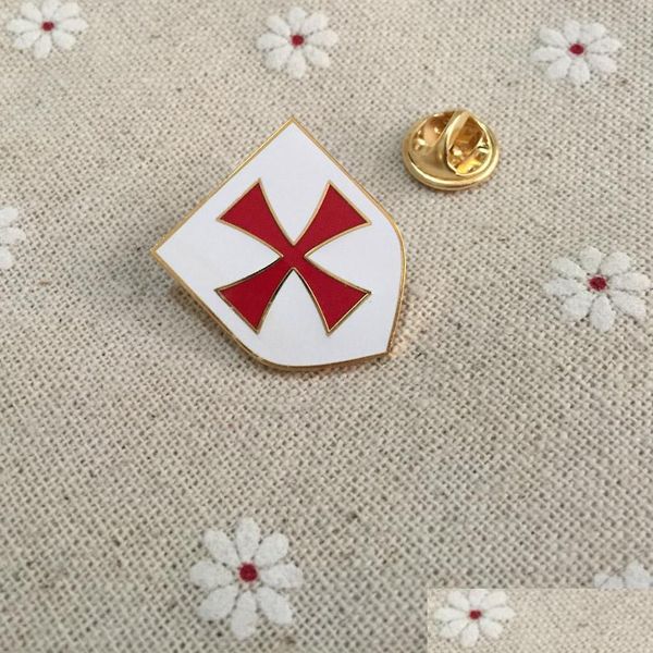 Spille Spille 100 Pz Spilla Mason Esercito Cristiano Crociato Cavalieri Templari Croce Rossa Scudo Bianco Spille E Distintivi Massonico Drop De Dh2Tm