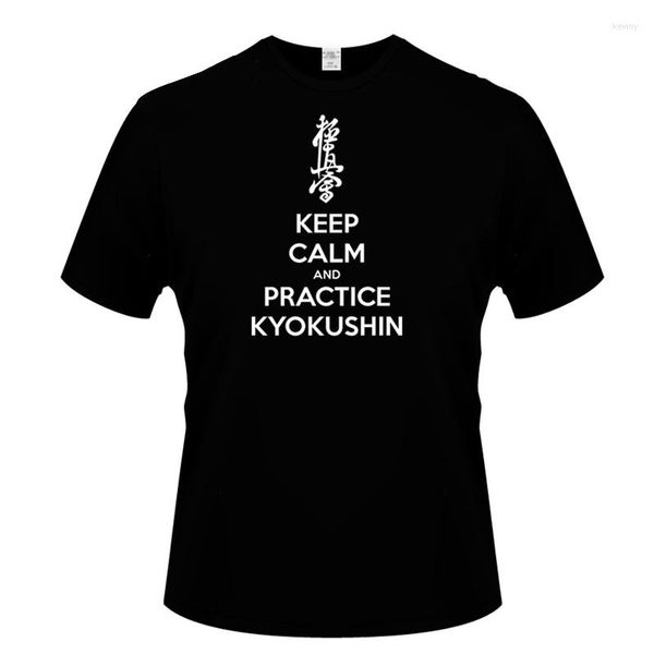 Herren-T-Shirts, hochwertiger Druck, Keep Calm And Practice Kyokushin Karate, Herren-Kurzarmshirt, Herrenbekleidung, Trend, lässig, schmale Passform