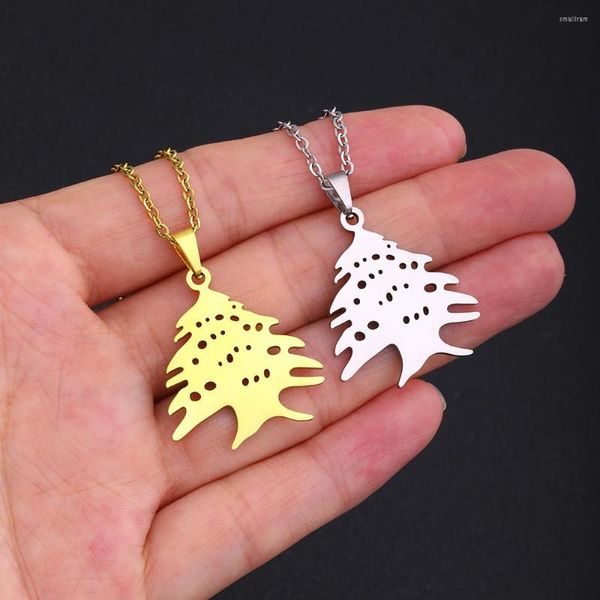 Collane con ciondolo Pendenti con mappa del Libano alla moda per donna Uomo Gioielli di compleanno per feste in acciaio inossidabile color oro/argento