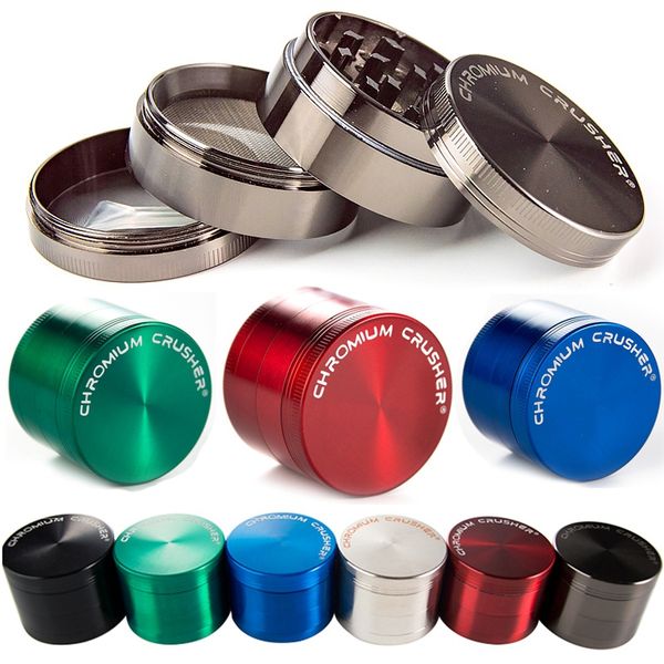 Griper colorido Herb Chromium Brusher Grinders Acessórios Somking Diâmetro 40mm 50mm 55mm 63mm Smoking Smokings Lugar de zinco Máquina de cigarro de metal