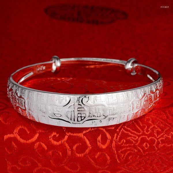 Bangle Lucky Farming Bracelets для женщин 24 K Полностью серебряное золото, изготовленное из брака прямого китайского стиля летучей мыши