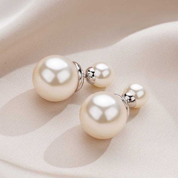 Fascino Orecchini da nuova donna Delicati orecchini di perle su due lati Orecchini per le donne Bijoux Coreano Boucle Ragazza Regali Gioielli all'ingrosso G230307