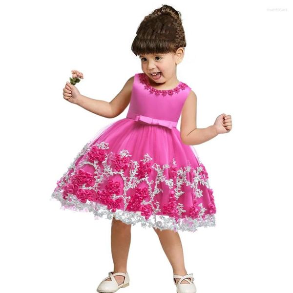Девушка платья HG Princess Brand 3T-10T Детское платье для вечеринки Формальное лоскутное изделия розовый цветочный цветочный колено вечерние платья.