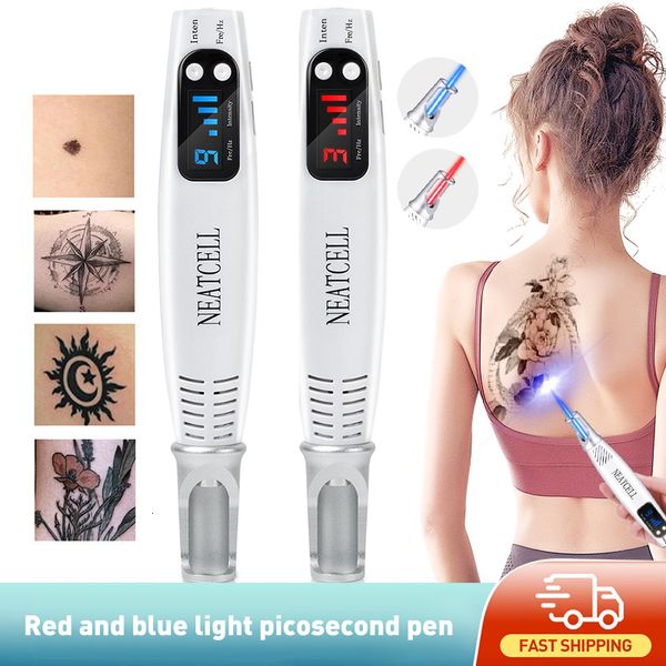 Steamer Professional Laser Picosecond Pen Terapia della luce rossa blu Tattoo Rimuovi lentiggine Acne Talpa Macchina per la rimozione dei pigmenti delle macchie scure 230307