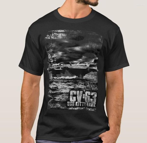 Erkek Tişörtleri USS CV-63 Kitty Hawk uçak gemisi gömleği. Kısa Kollu Pamuklu Sıradan Tişörtler Gevşek Üst Boy S-3XL