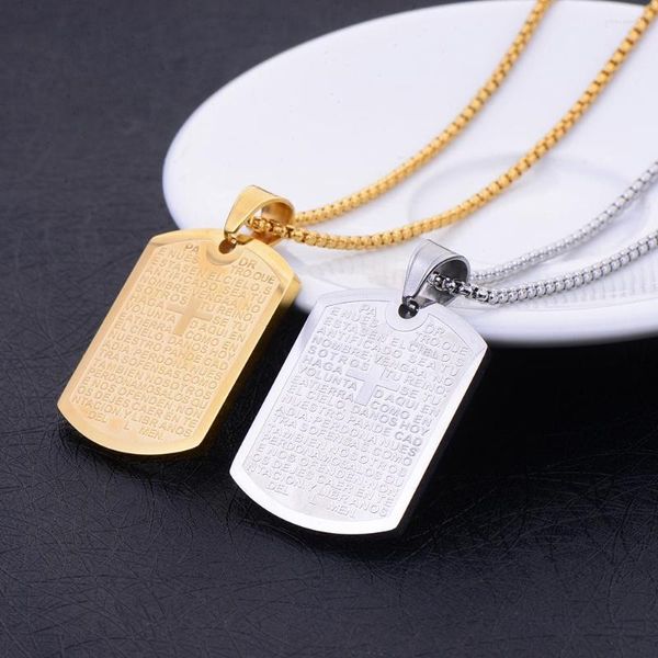 Colares pendentes Titanium Steel Square Catholic Colares Jóias Religiosas para o homem e a mulher Presentes de Natal Drop Ship