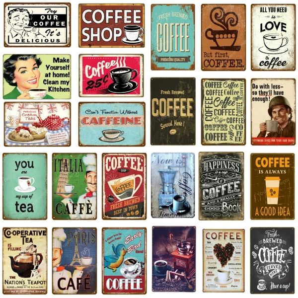 Retro Italia Tea Tea Fresh Arted Art Painting Coffee Poster Vintage Metal Знаки Home Decor Pub Cafe Shop Plant Wall Decorative Personalized Plate Размер 30x20 см W02