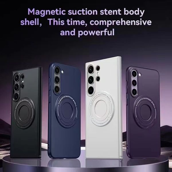 Étui de téléphone portable avec support d'aspiration magnétique intégré pour iPhone14ProMax 14Pro 14 13ProMAX Samsung S23 S23P S23U