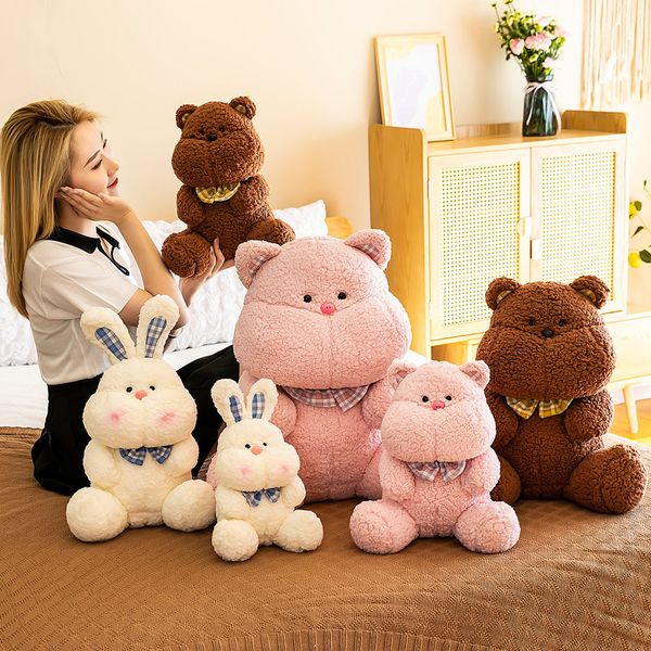 Nuovo peluche cartone animato simpatico coniglio peluche maiale bambola orso bambola bambola cuscino ragazze regalo di compleanno