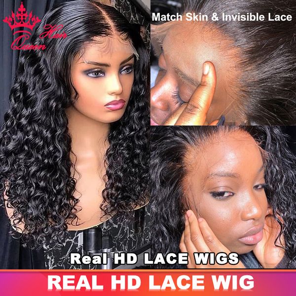 Desvisible HD Lace Frontal Wigs 250% 13x6 Perucas de renda de renda Deep Wave Deep HD Fechamento