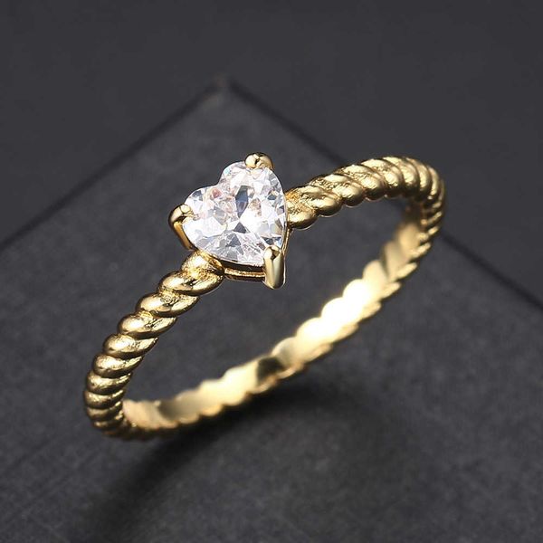 Полоса звучит тонкие минималистские сердечные женские кольца золотой дизайнер с золотыми цветами Обещание Обручаемое кольцо кольца подарки на День святого Валентина Модные украшения R773 AA230306