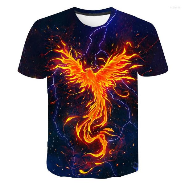 Herren-T-Shirts, 3D-Männer-T-Shirt, Sommermode, Herren- und Damenbekleidung, Feuer-Phoenix-bedrucktes Hemd, Kleidung, lässige Kurzarm-Oberteile