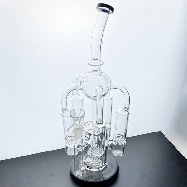 Cachimbo de água de vidro bongo reciclador de função incrível de alta qualidade com junta macho de 5 percs tigela 14mm (GB-291)