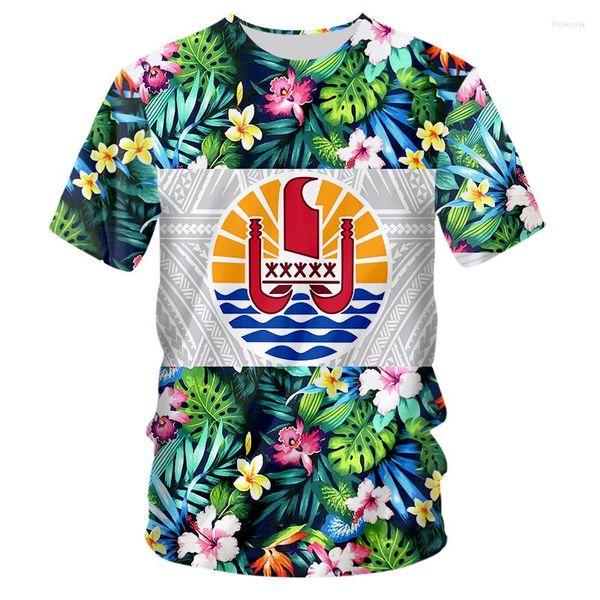 T-shirt da uomo Tahiti Tribe T-shirt polinesiana Stampa 3D da uomo Moda Sport Girocollo Oversize Casual Versatile Maniche corte