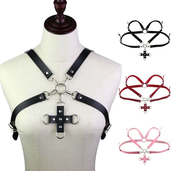 Bretella Sexy Giarrettiere Ecopelle Corpo Bondage Cage Sculpting Cross Sling Collant Modellante Cintura pettorale Bretelle 230307