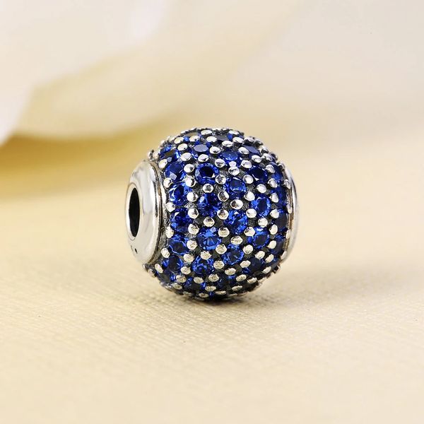 925 STERLING SLATA Essência Paz Azul Pavorias CZ Só se encaixa em pulseiras de charme de estilo de jóias europeias Pandora essência