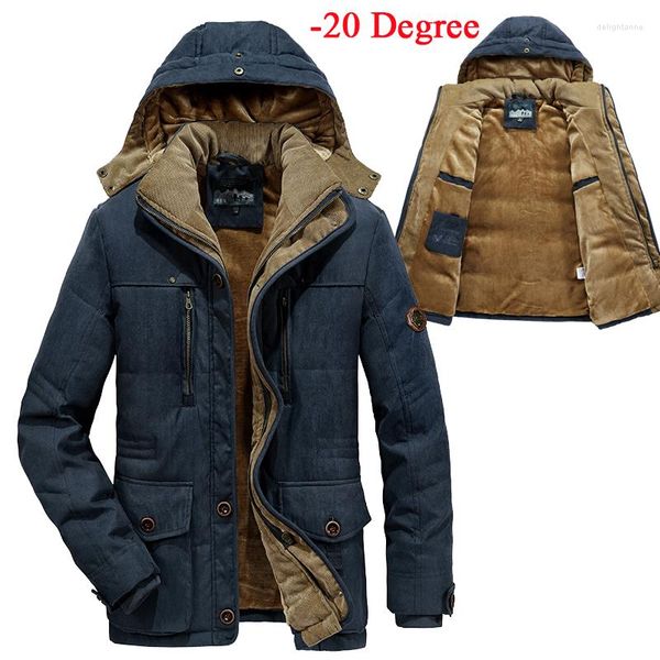 Masculino -20 graus Jaqueta de inverno Homens de parkas casaco masculino engrossar colarinho militar de colarinho quente mais tamanho 6xl 7xl