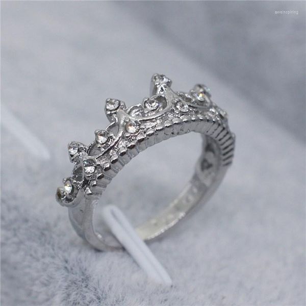Alyans Partisi Crown Boyut 5-10 Kadın 925 Gümüş Muhteşem Zirkonya Takı Kore Yüzüğü Elmaslı Seti