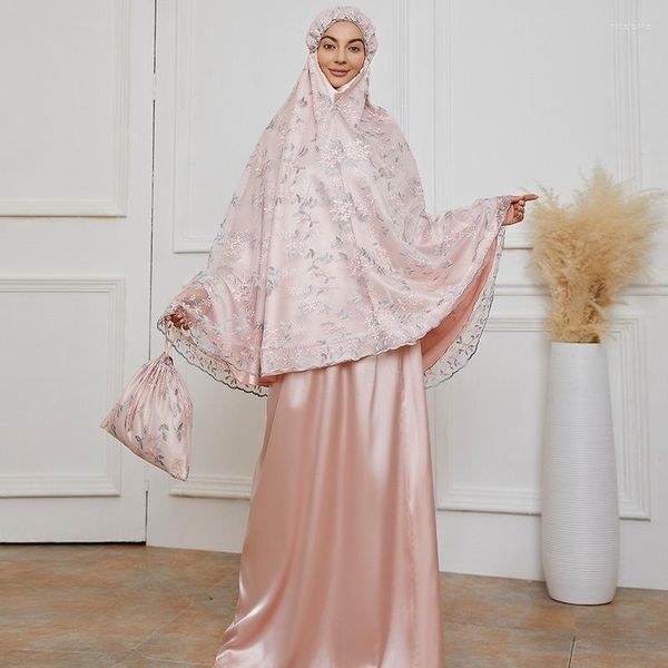 Abbigliamento etnico Slamic Islam Abaya Femme Abayat Musulmano Kaftan Eid Abito in pizzo Tinta unita Aperto Abaya per le donne Dubai 2023 Turchia I