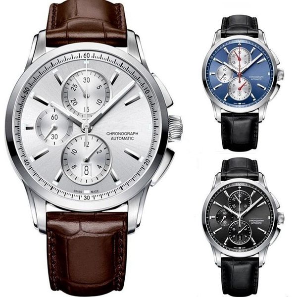 2021 Homens de alta qualidade Relógios de luxo Six Stitches Série Todos os mostradores funcionam masculino, relógio de couro de cinto de couro de top top Brand cronógrafo245q