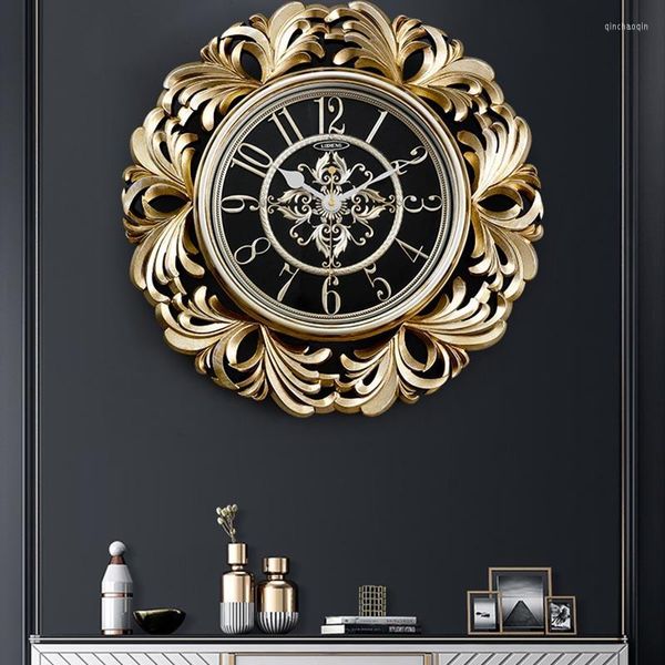 Relógios de parede Relógio de luxo Design Round Round Design Silent Vintage Watch Office Office exclusivo chique horloge Decoração interior