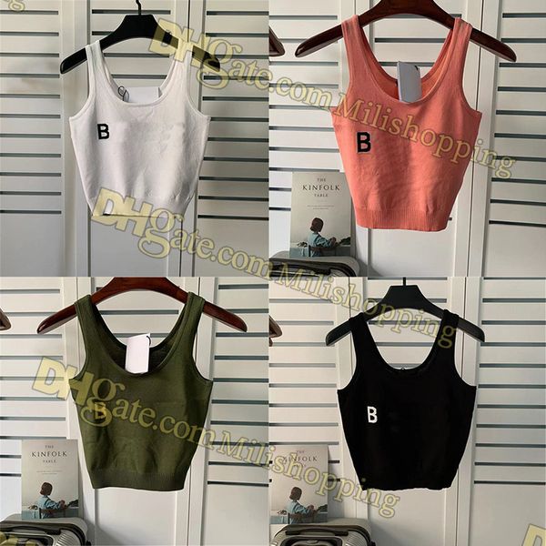 Summer Bal Letter Crop Top Bal Short Tank Top Sexy Women Top senza maniche Solid Black Grey Vest Fashion Ladies Abbigliamento