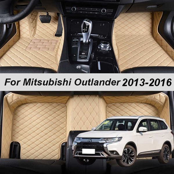 Maßgeschneiderte Lederauto -Bodenmatten für Mitsubishi Outlander 2013 2014 2015 2016 5 Sitzungspunkt Teppiche Fußpolster Accessoires R230307