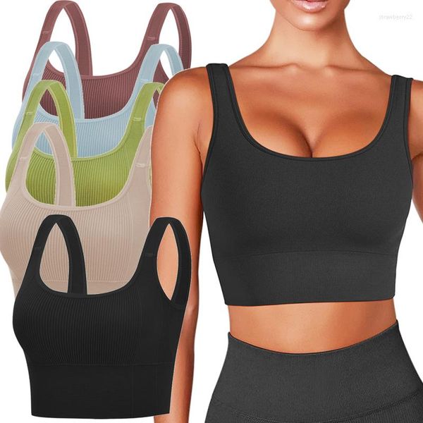 Camisoles Tanks BRA de ioga para mulheres Rússia de fitness de elevação sem costura respirável com adesivos de peito Anti-Sweat Rouphe Sport