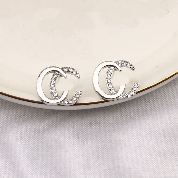 Mode Frauen goldplattierte Metalldesigner Ohrohrohrringe Marke Designer runden Geometrie G-Letter Kristall Strass Ohrring Hochzeit