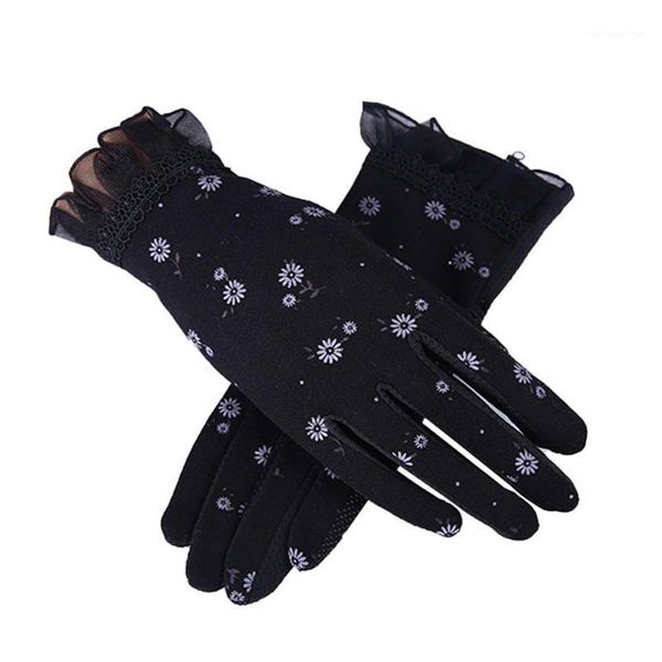 Пять пальцев перчатки женщины Осень солнцезащитные кремовые клеме для вождения перчатки весна лето