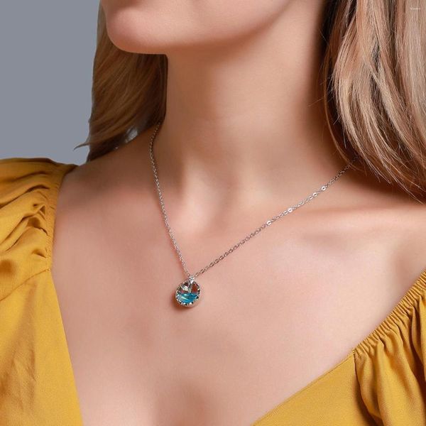 Colares pendentes Pérola Pérola Pérola Clavícula Clavícula Moda criativa Oceano Blue Crystal Dia dos namorados para mulheres