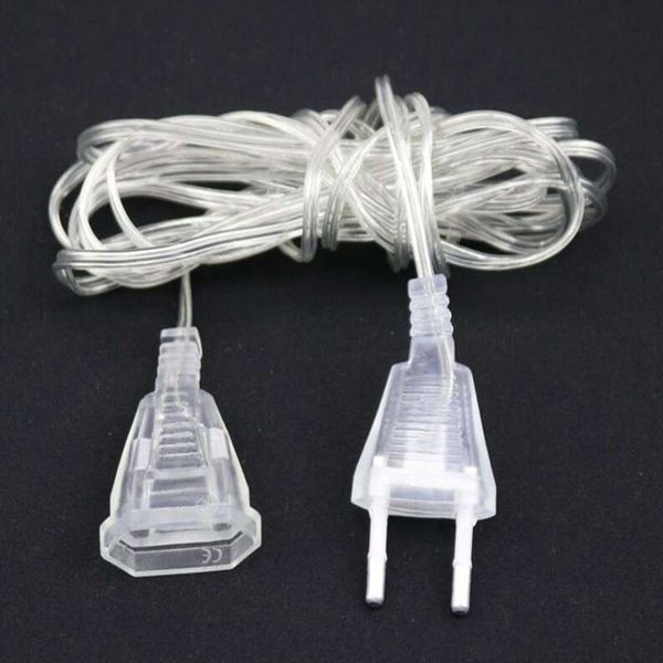 3m 5m UE Plug Extender Wire Extension Cabo de extensão para o cabo de cabo padrão de luz de cordas de luz LED