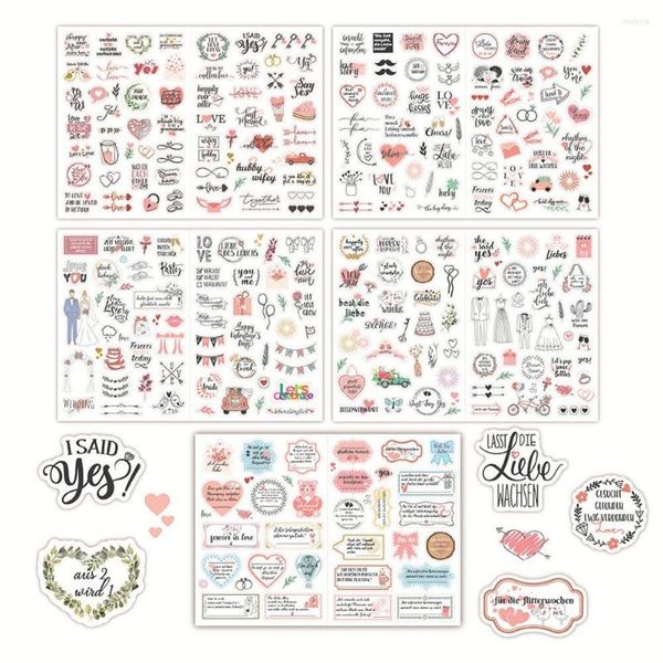 Подарочная упаковка 5pcs Vintage Wedding Stickers 266 Glitter Patterns Декоративные наклейки для выписки PO