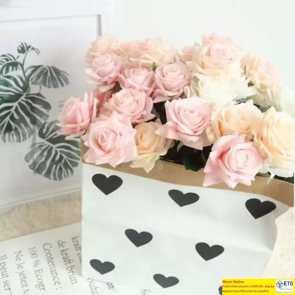 rose di seta di qualità testa fiori artificiali per la casa artigianale ghirlanda fai da te regalo scrapbooking auto sposa bouquet decorativo